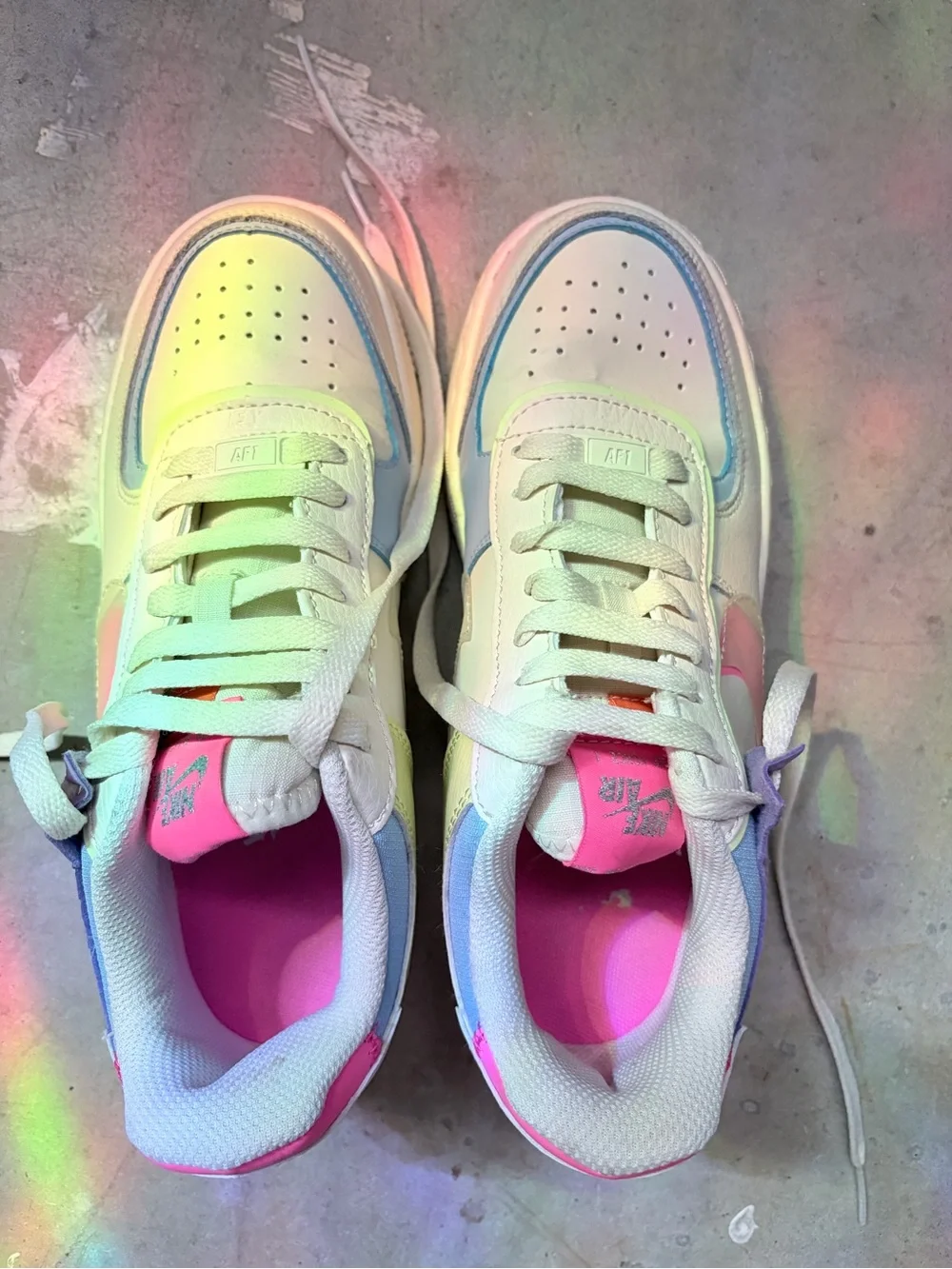 Nike Air White Sneakers with Pastel Rainbow Accents
